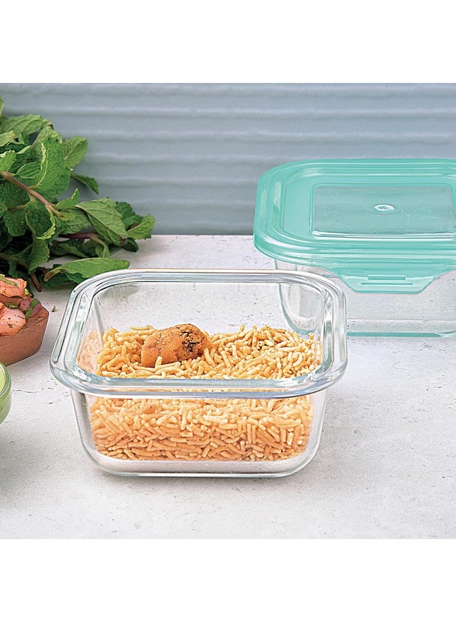 La Opala Cook Serve Store 100% Borosilicate Glass Storage Container | Simply Store with Lid | Square 320 ml | Microwave & Oven Proof | Dishwasher & Freezer Proof | Strong & Durable | Transparent - Image 1