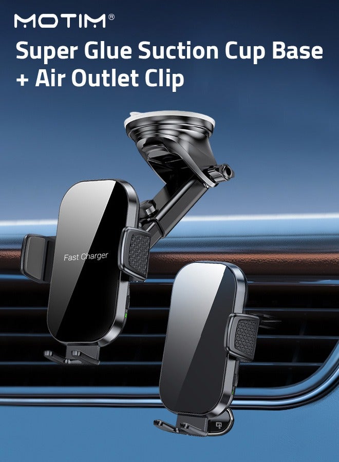 Motim 2 In 1 Car Mount For Dashboard/Windshield/Air Vent, Support 15W Fast Charge Car Phone Holder, Car Mobile Holder with Strong Suction Cup, Compatible with Most of Phones - Image 2