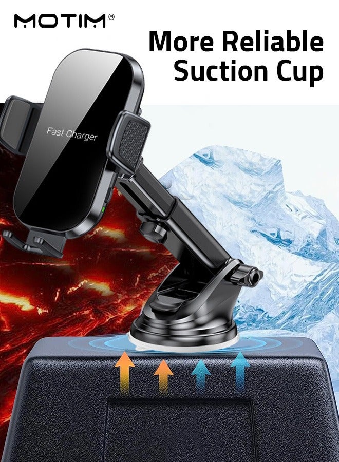 Motim 2 In 1 Car Mount For Dashboard/Windshield/Air Vent, Support 15W Fast Charge Car Phone Holder, Car Mobile Holder with Strong Suction Cup, Compatible with Most of Phones - Image 4