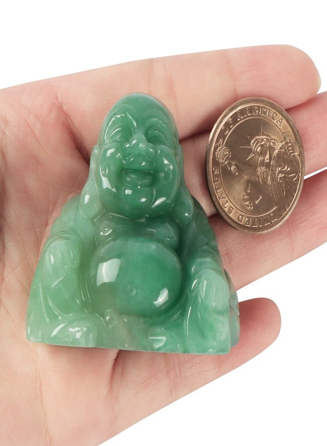 Artistone 2 inch Laughing Buddha Statue, Healing Crystal Hand-Carved Gemstone Religion Sitting Happy Buddha Figurine Statue Pocket Stone Home Decoration (Green Aventurine) - Image 3