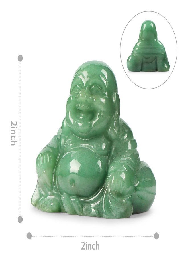 Artistone 2 inch Laughing Buddha Statue, Healing Crystal Hand-Carved Gemstone Religion Sitting Happy Buddha Figurine Statue Pocket Stone Home Decoration (Green Aventurine) - Image 2