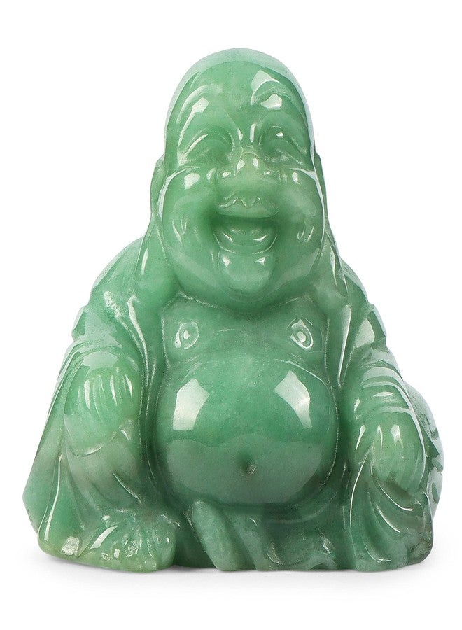 Artistone 2 inch Laughing Buddha Statue, Healing Crystal Hand-Carved Gemstone Religion Sitting Happy Buddha Figurine Statue Pocket Stone Home Decoration (Green Aventurine) - Image 1