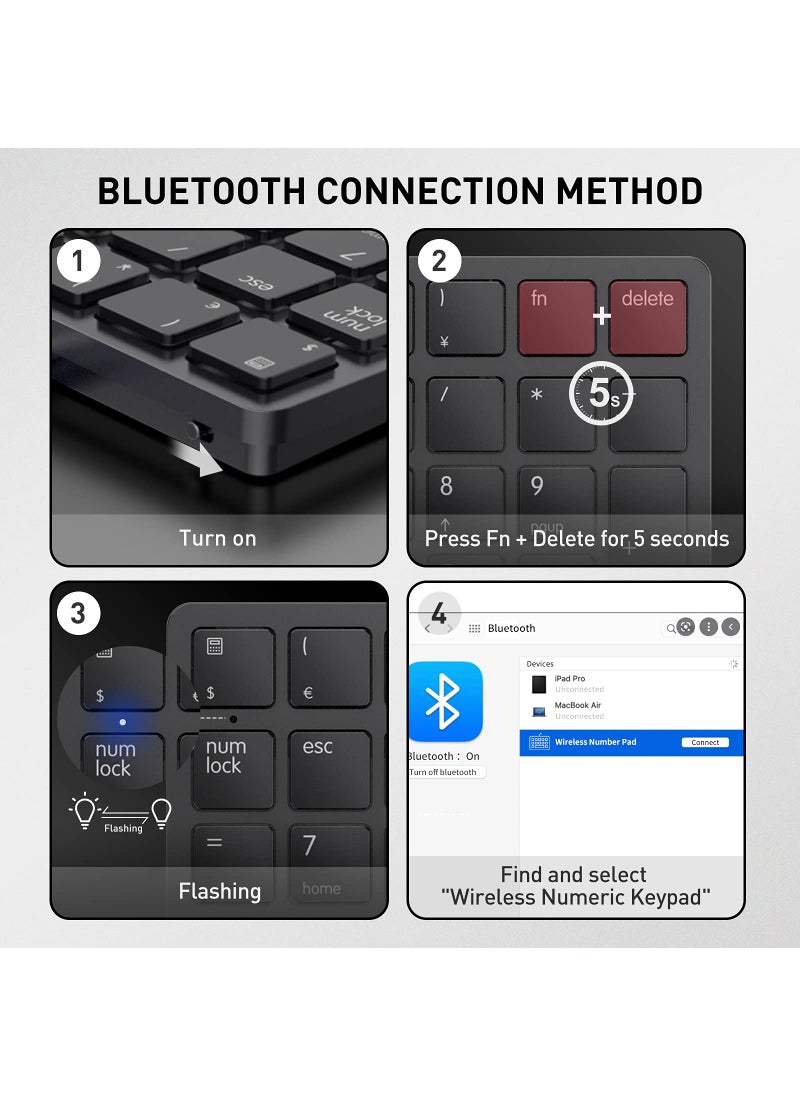 havit havit Bluetooth Number Pad Wireless Numeric Keypad Numpad 26 Keys Portable Mini Financial Accounting Rechargeable Numeric Pad for Windows Laptop Desktop, PC, Notebook (Black)  - Image 2