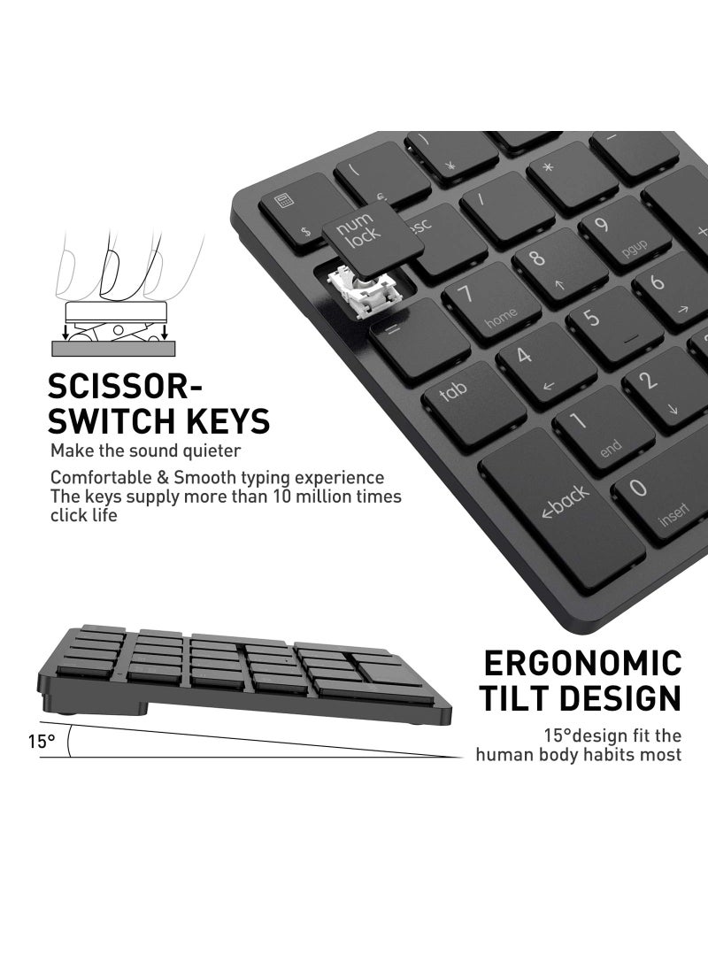 havit havit Bluetooth Number Pad Wireless Numeric Keypad Numpad 26 Keys Portable Mini Financial Accounting Rechargeable Numeric Pad for Windows Laptop Desktop, PC, Notebook (Black)  - Image 4