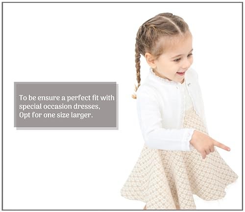 Lilax Little Girls' Knit Long Sleeve Button Closure Bolero Cardigan Shrug 7 Cream - Image 3