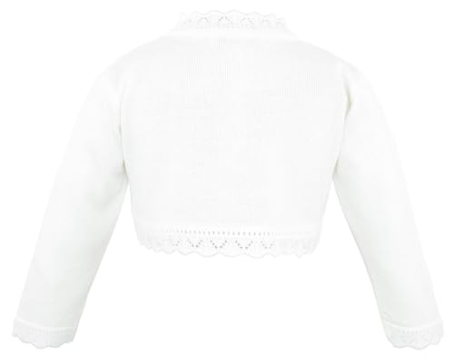 Lilax Little Girls' Knit Long Sleeve Button Closure Bolero Cardigan Shrug 7 Cream - Image 2