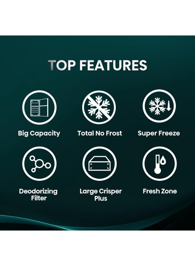 Hisense RT3N729NBI - Two Door Top 729L Freezer Fridge, Easy Approach Drawers, Total No Frost, 1 Year Full & 5 Years Compressor Manufacturer Warranty RT3N729NBI silver - Image 2