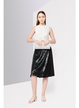 Harmont & Blaine Women Sequined Wrap Skirt, Black  - Image 4