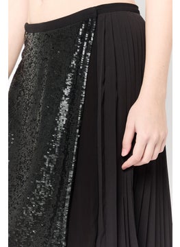Harmont & Blaine Women Sequined Wrap Skirt, Black  - Image 2