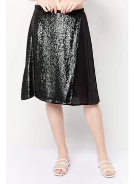 Harmont & Blaine Women Sequined Wrap Skirt, Black  - Image 1
