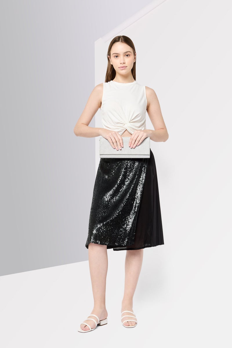 Harmont & Blaine Women Sequined Wrap Skirt, Black - Image 4