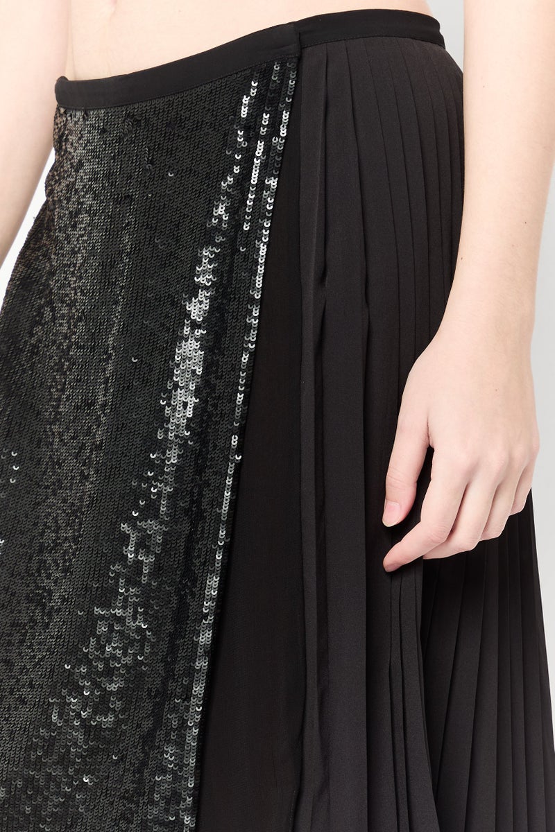 Harmont & Blaine Women Sequined Wrap Skirt, Black - Image 2