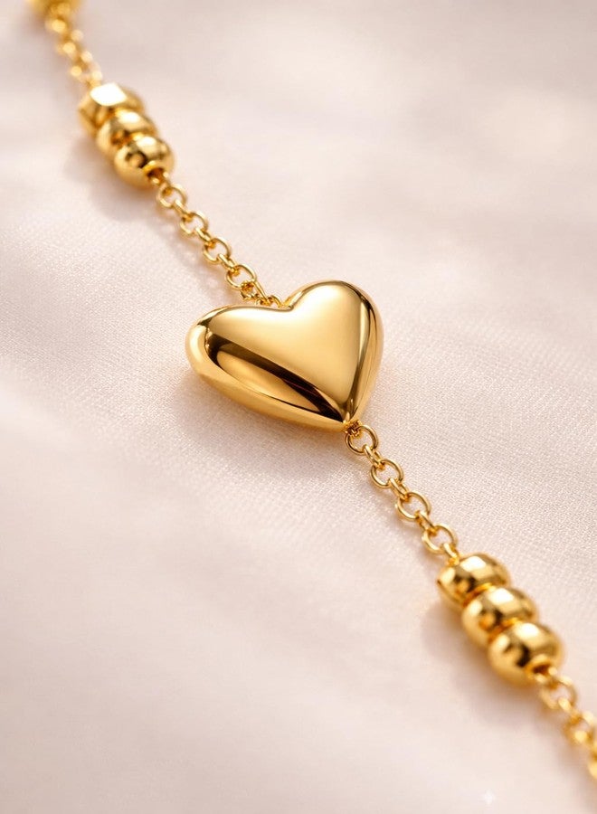 Dbell Anti Tarnish Heart Necklace for Women & Girls | 100% Stainless Steel Gold Plated | Waterproof Chain | Adjustable Fashion Jewellery - Image 3