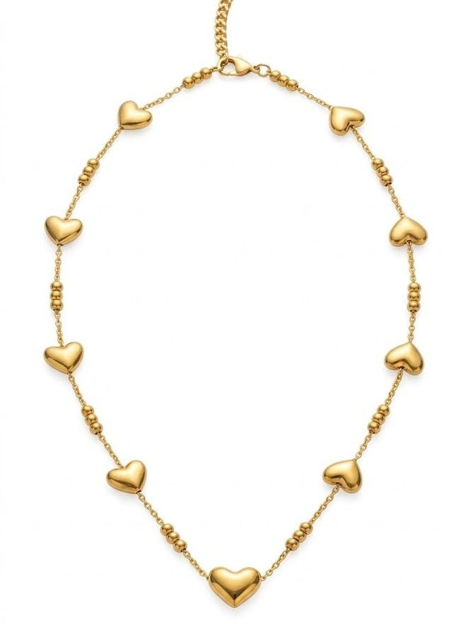 Dbell Anti Tarnish Heart Necklace for Women & Girls | 100% Stainless Steel Gold Plated | Waterproof Chain | Adjustable Fashion Jewellery - Image 1