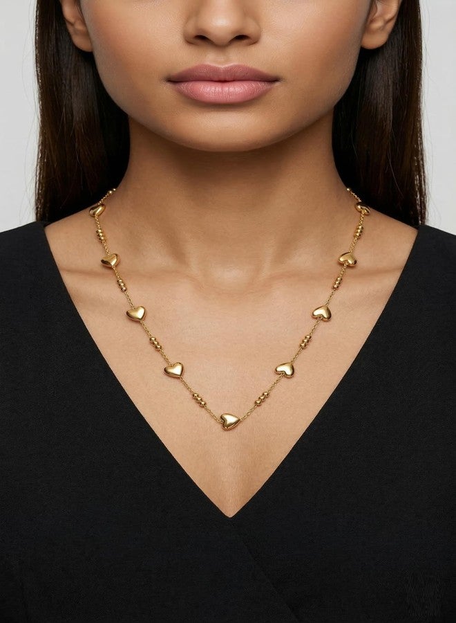 Dbell Anti Tarnish Heart Necklace for Women & Girls | 100% Stainless Steel Gold Plated | Waterproof Chain | Adjustable Fashion Jewellery - Image 2