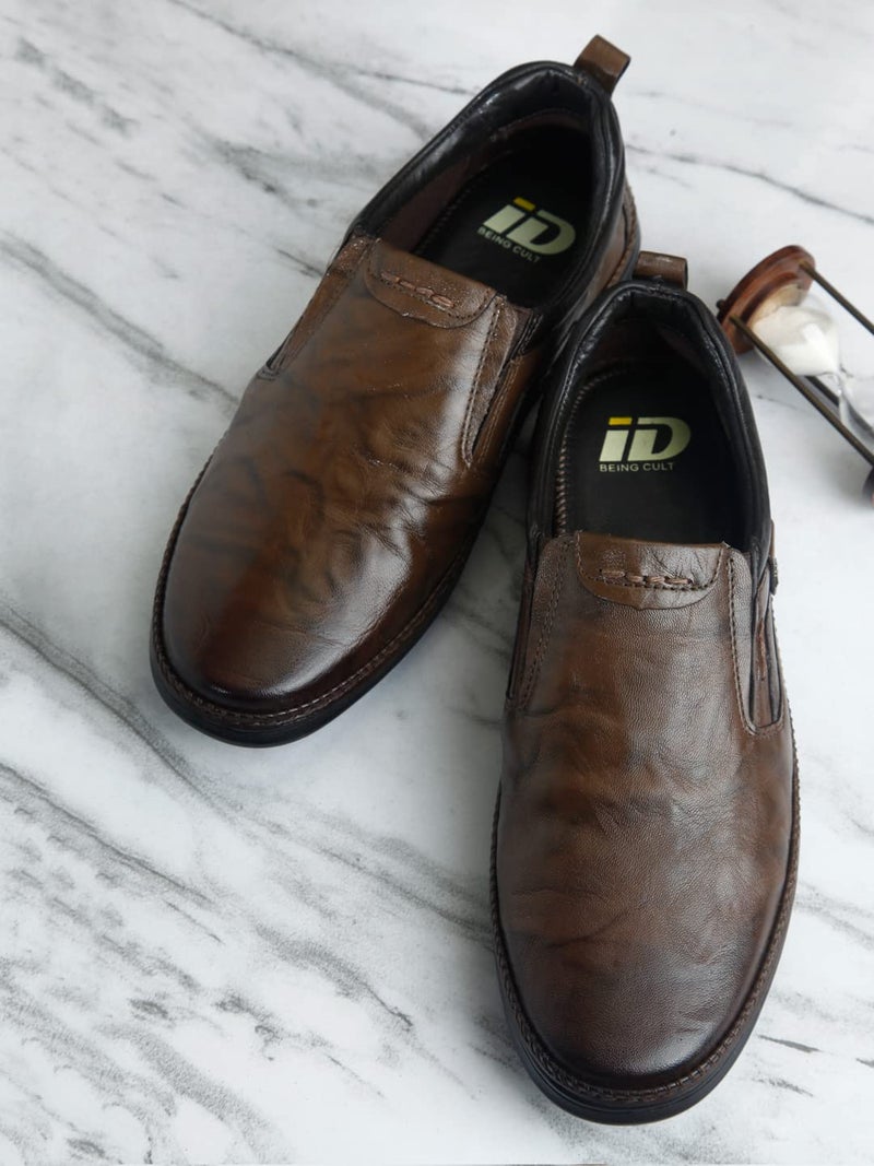ID Brown Slip-On Dual Shade Casual Shoes For Men, 8 UK - Image 2