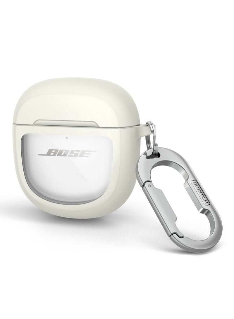 for Bose QuietComfort Ultra 2023 Case & Bose QuietComfort Earbuds II 2022 Case, with Carabiner, White - Image 1