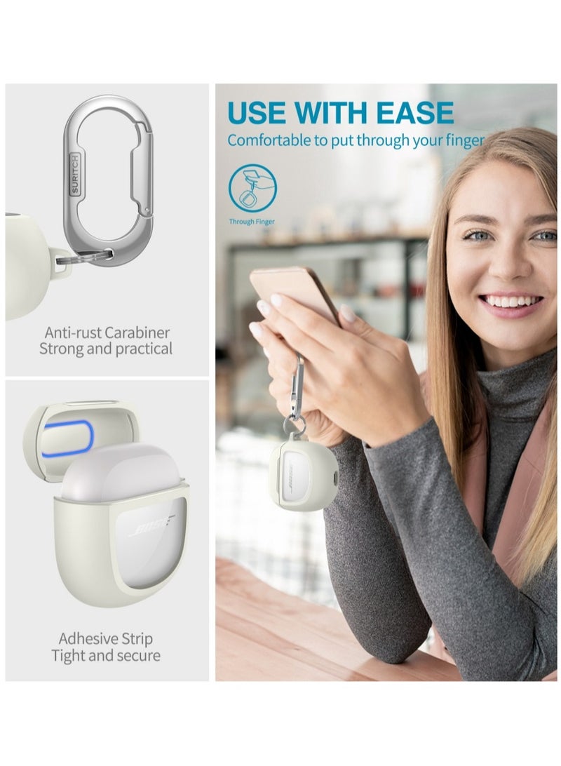 for Bose QuietComfort Ultra 2023 Case & Bose QuietComfort Earbuds II 2022 Case, with Carabiner, White - Image 5
