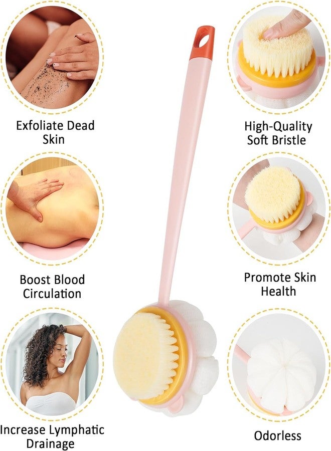 KIMEE 2-in-1 Body Bathing Brush with Soft Bristle and Loofah Body Back Scrubber Brush Massage Brushbath Scrubber Exfoliating and Cleansing - Long Handle Shower Bath Brush for Smooth, Glowing Skin - Image 5