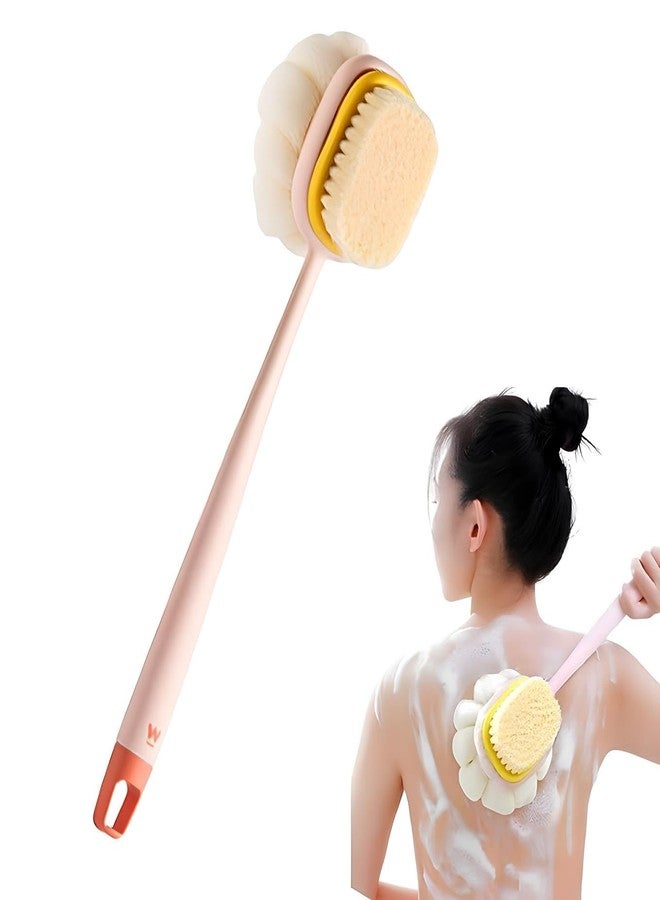 KIMEE 2-in-1 Body Bathing Brush with Soft Bristle and Loofah Body Back Scrubber Brush Massage Brushbath Scrubber Exfoliating and Cleansing - Long Handle Shower Bath Brush for Smooth, Glowing Skin - Image 1