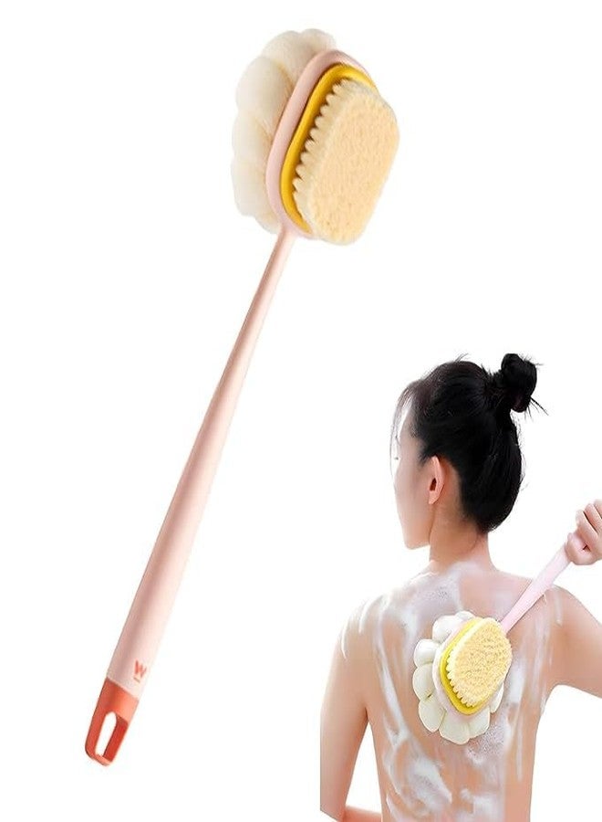 KIMEE 2-in-1 Body Bathing Brush with Soft Bristle and Loofah Body Back Scrubber Brush Massage Brushbath Scrubber Exfoliating and Cleansing - Long Handle Shower Bath Brush for Smooth, Glowing Skin - Image 4