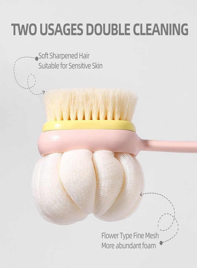 KIMEE 2-in-1 Body Bathing Brush with Soft Bristle and Loofah Body Back Scrubber Brush Massage Brushbath Scrubber Exfoliating and Cleansing - Long Handle Shower Bath Brush for Smooth, Glowing Skin - Image 3