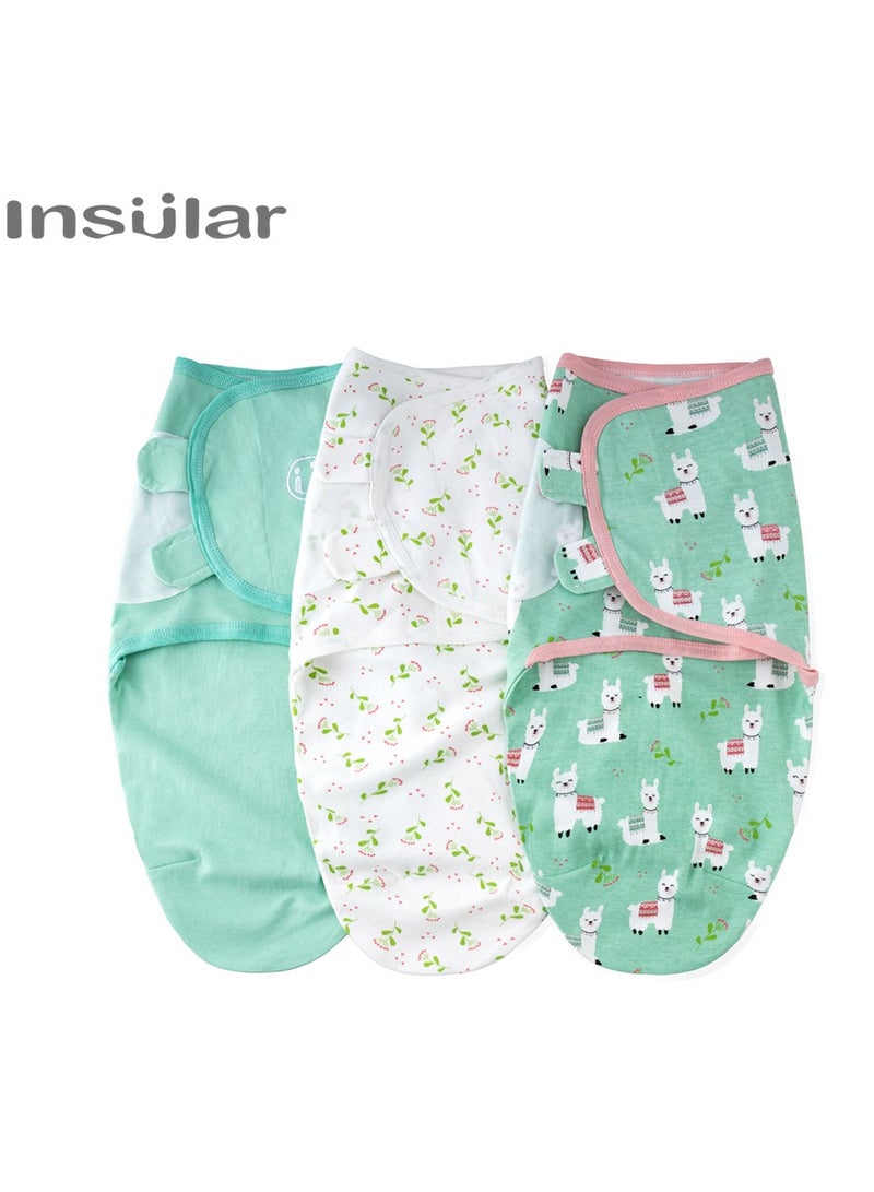 insular 3-Piece Soft Cotton Infant Sleeping Baby Swaddle Wrap