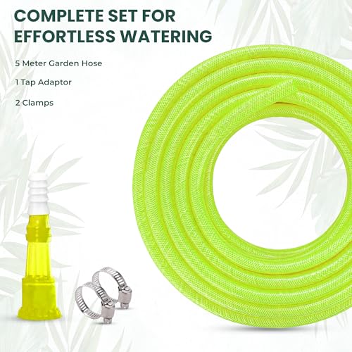 Roots & Leaf 5 Meter 0.5 Inch PVC Water Pipe - Yellow (1 Pc)| Lightweight, Durable & Flexible| Hose with Accessories Connector & Clamps| Watering Garden, Cleaning, Outdoor-Indoor Use - Image 2