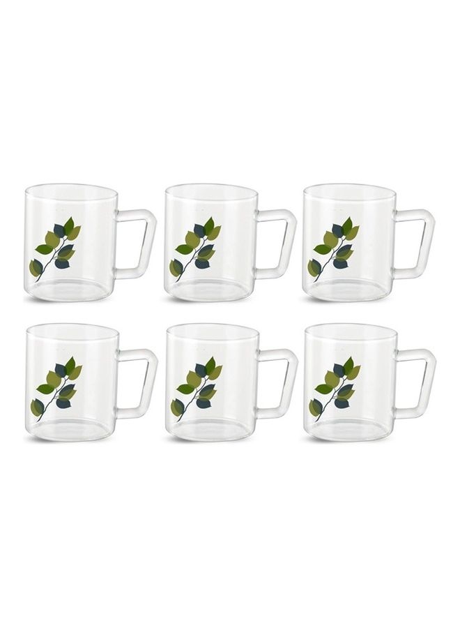 BOROSIL Classic Green Leaves Mug, Borosilicate Glass, Scratch Resistant, Microwave Safe, Lightweight, For Chai, Green Tea, Milk, Coffee, Cold Coffee Transparent - Image 2