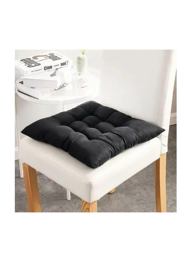 طقم شلت كابتونيه 40 فى 40 سم بحشو فايبر عالي الكثافة تصميم مريح بألوان زاهية ورباط للتثبيت، مثالية للبلكونة والكافيه والشاليه 3 قطع اسود - Image 1