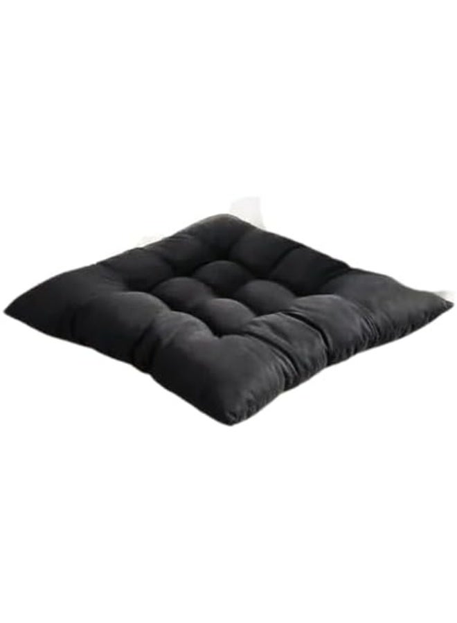 طقم شلت كابتونيه 40 فى 40 سم بحشو فايبر عالي الكثافة تصميم مريح بألوان زاهية ورباط للتثبيت، مثالية للبلكونة والكافيه والشاليه 3 قطع اسود - Image 2