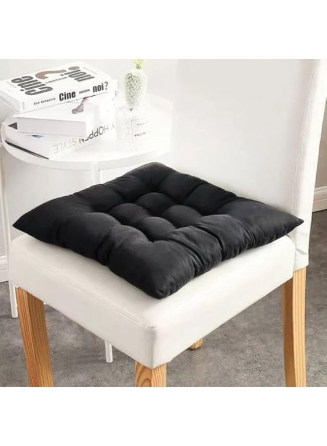 طقم شلت كابتونيه 40 فى 40 سم بحشو فايبر عالي الكثافة تصميم مريح بألوان زاهية ورباط للتثبيت، مثالية للبلكونة والكافيه والشاليه 3 قطع اسود - Image 3