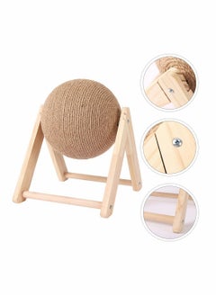 SYOSI Cat Scratcher Scratching Ball Toy Natural Spinning Solid Wood for Kittens Interactive  - Image 5