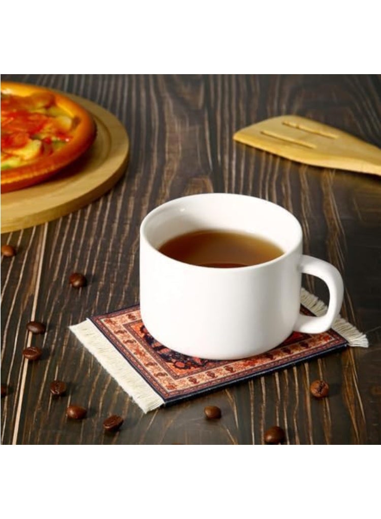 4 Pieces Rug Table Coasters Table Drink Holders Oriental Design Fabric Carpet Drink Mats Oriental Design Fabric Elegant Carpets Kitchen and Bar Mats for Home Office and More (18 * 23cm) - Image 5