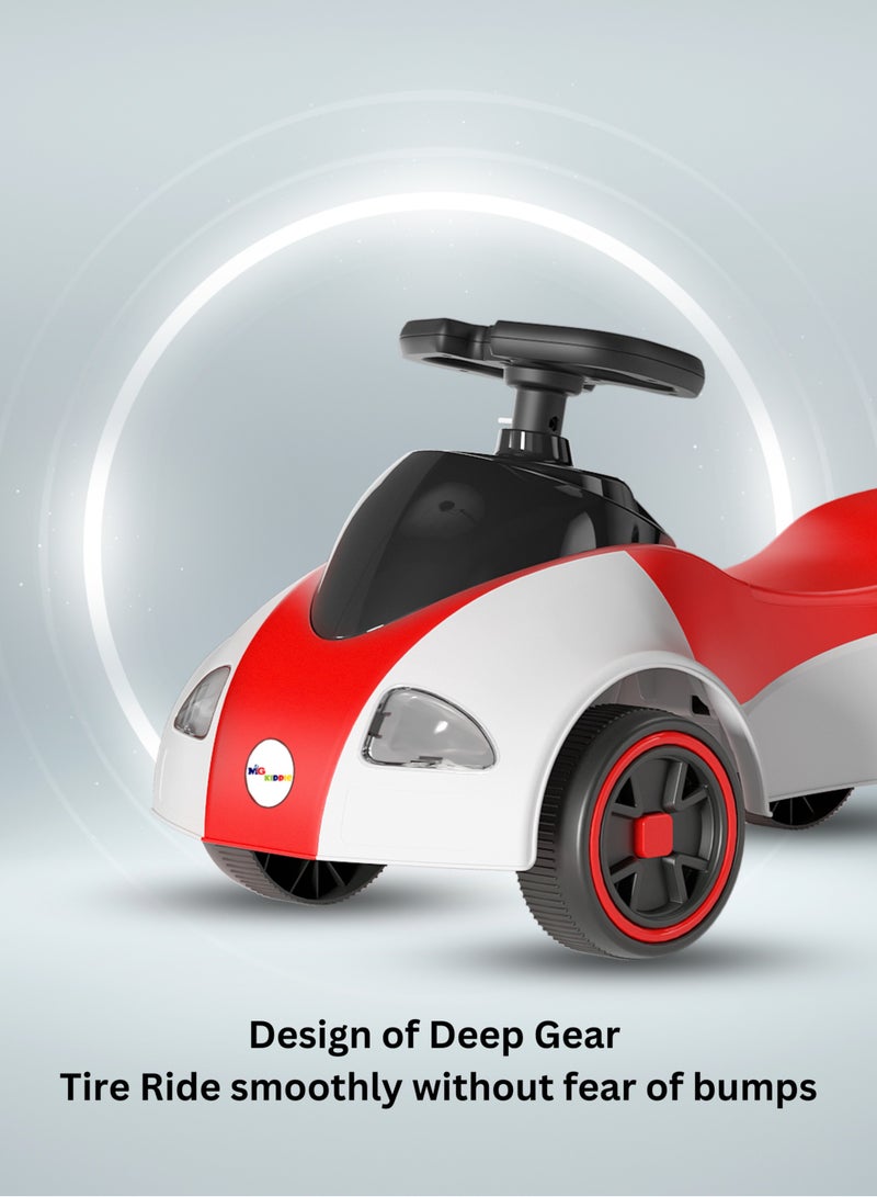 ام جي ركوب السيارات المتأرجحة | الموسيقى وإضاءة LED للسيارة المتأرجحة والأرجوحة والالتواء | إطارات ويسبر ووظائف جديدة | مركبة للأطفال من عمر 2-5 سنوات، أحمر أبيض - Image 4