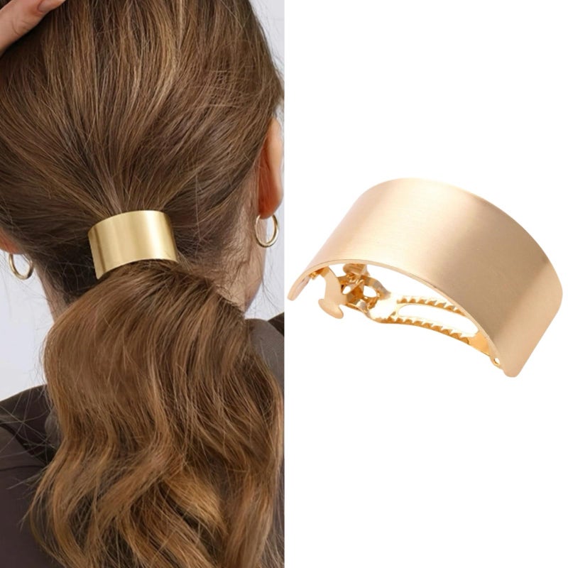 YYKITCHEN Metal Ponytail Hair Clips Gold Ponytail Holder Cuffs,Retro French Barrettes Large For Women Girls Long Thick Curly Hair Decorative Accessories - Image 1