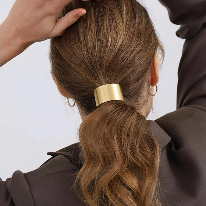 YYKITCHEN Metal Ponytail Hair Clips Gold Ponytail Holder Cuffs,Retro French Barrettes Large For Women Girls Long Thick Curly Hair Decorative Accessories - Image 3