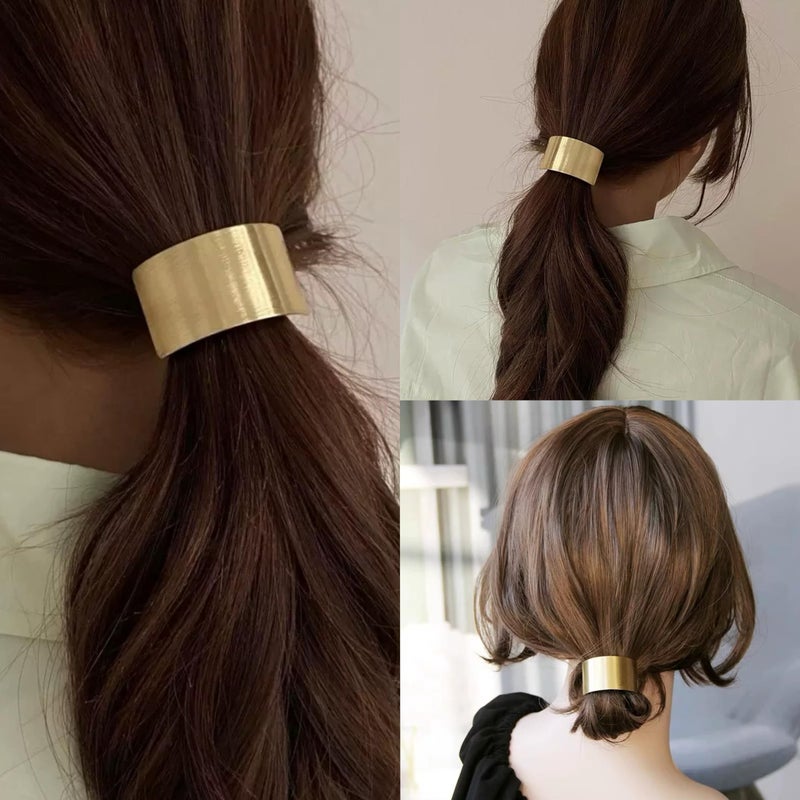 YYKITCHEN Metal Ponytail Hair Clips Gold Ponytail Holder Cuffs,Retro French Barrettes Large For Women Girls Long Thick Curly Hair Decorative Accessories - Image 2