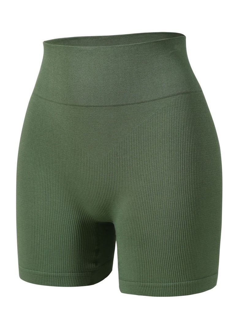 Loquat - Womens Body Shaper Tummy Control Underwear Boxer Briefs Solid Color Slim High Waist Hip Lift Shapewear Safety Underpants Army Green - Image 1