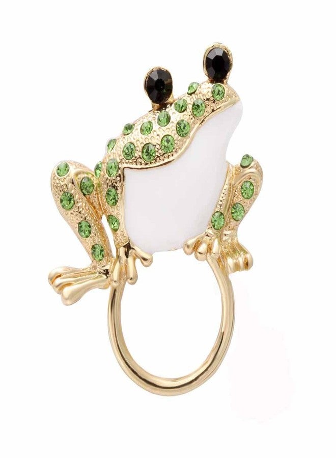 NOUMANDA Gold Color Green Crystal Lovely Frog Magnetic Clip Holder Magnetic Eyeglass Holder Pin Jewelry - Image 1