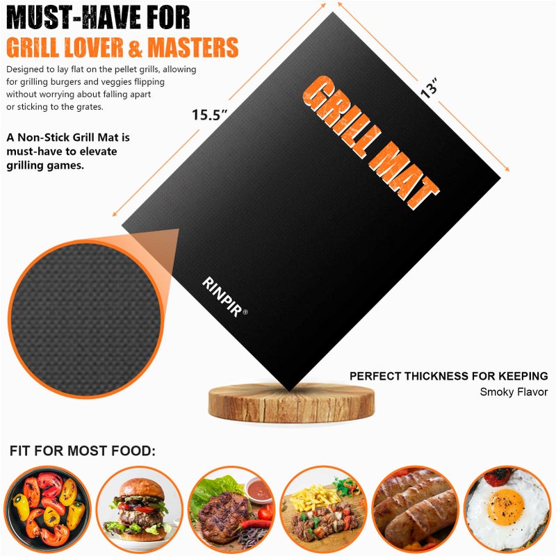 RINPIR 31pcs BBQ Grill Accessories Gifts for Men Dad, Heavy Duty Grilling Tools Gift Set for Fatherâ€˜s Day, Stainless Steel BBQ Utensils Kit with Mats, Grill Brush in Carrying Bag Brown - Image 4