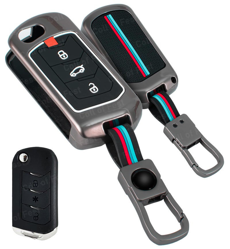 Coll of Fest Coll of Fest Premium Key Cover for Compatible with Mahindra Scorpio N | 3Xo | Xuv 300 | Marazzo | Xuv 700 | Xuv 400 Ev | Bolero | Thar 3 Button Flip Key Glow in the Dark - Image 1