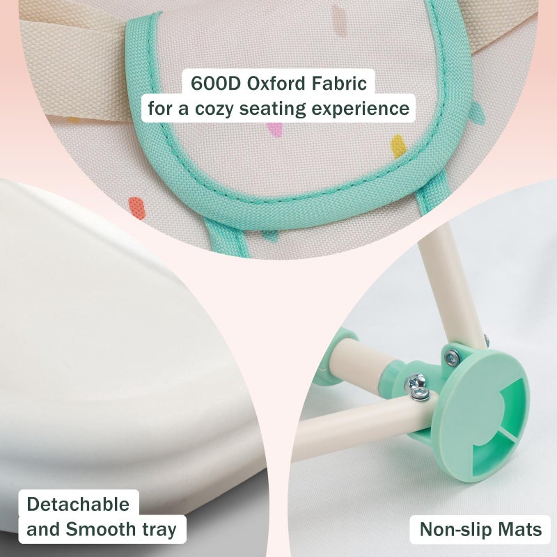 Tiny Marvels Portable 3-in-1 Baby Chair, Cozy Booster Seat, Baby Seat with Tray, Compact Foldable, Toddler Chair with Child Safety Belt Carry Bag, Perfect for Travel (Cream Confetti) - Image 4
