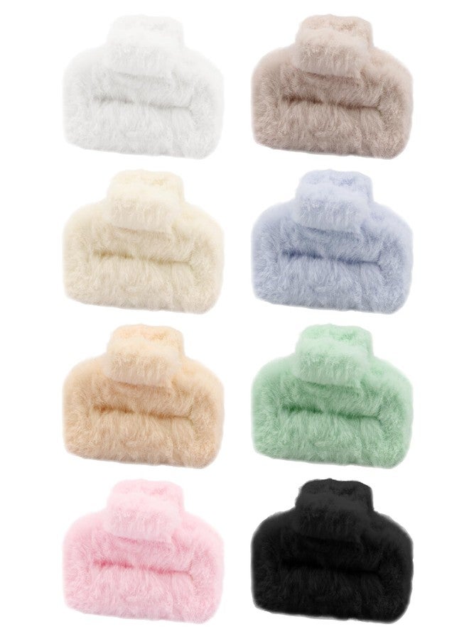 Canitor 8 Pcs 3.4 Inch Fuzzy Claw Clips for Thin Hair Hair Clips for Women Girls Cute Stuff Things Stocking Stuffers Gifts Strong Hold Banana Barrette Clips - Image 1