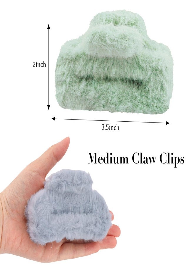 Canitor 8 Pcs 3.4 Inch Fuzzy Claw Clips for Thin Hair Hair Clips for Women Girls Cute Stuff Things Stocking Stuffers Gifts Strong Hold Banana Barrette Clips - Image 3