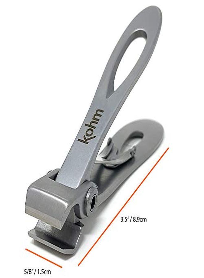 Kohm Nail Clippers For Thick Nails - Heavy Duty, Wide Mouth Professional Fingernail And Toenail Clippers For Men, Women & Seniors, Silver - Image 2