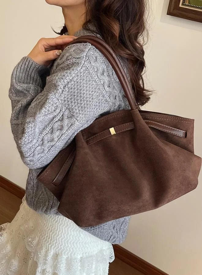 Take Two Brown Solid Double Strap Shoulder Bag
