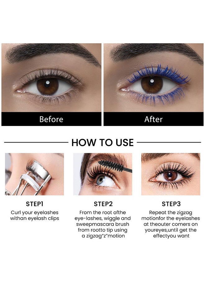Vibely - Lake Blue Mascara Eye Makeup Colored Mascara Waterproof Fast Dry Eyelashes Volumizing Lengthening Eye Lashes No Smudging - No Clumping - Image 1