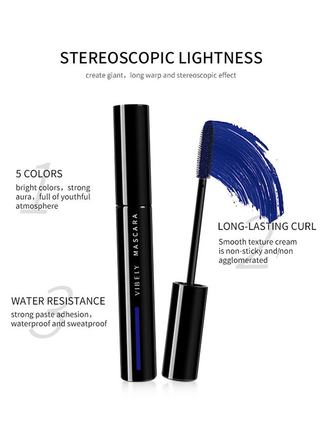Vibely - Lake Blue Mascara Eye Makeup Colored Mascara Waterproof Fast Dry Eyelashes Volumizing Lengthening Eye Lashes No Smudging - No Clumping - Image 1