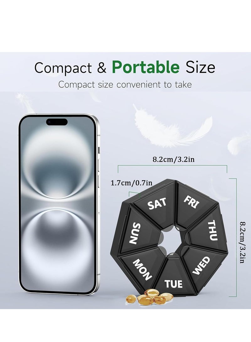 2-Pack Weekly Pill Organizer Portable Pill Organizer With 7 Compartments Compact Medication Rack Travel Pill Box For Vitamins Medications Fish Oil And Supplements - Image 4